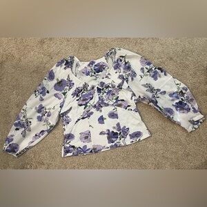 Womens blouse with purple flowers
